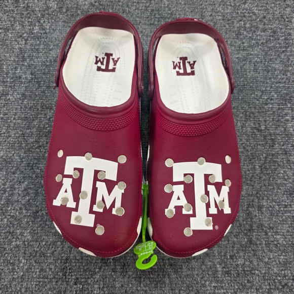 Texas A&M Aggies Crocs Classic Clog Shoes Maroon White Mens Size 12‎ - Picture 2 of 6
